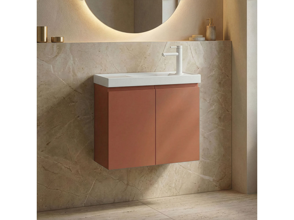 Wastafelmeubel "Ferla 60" - 60 x 22 x 50 cm - Matte Cinnamon