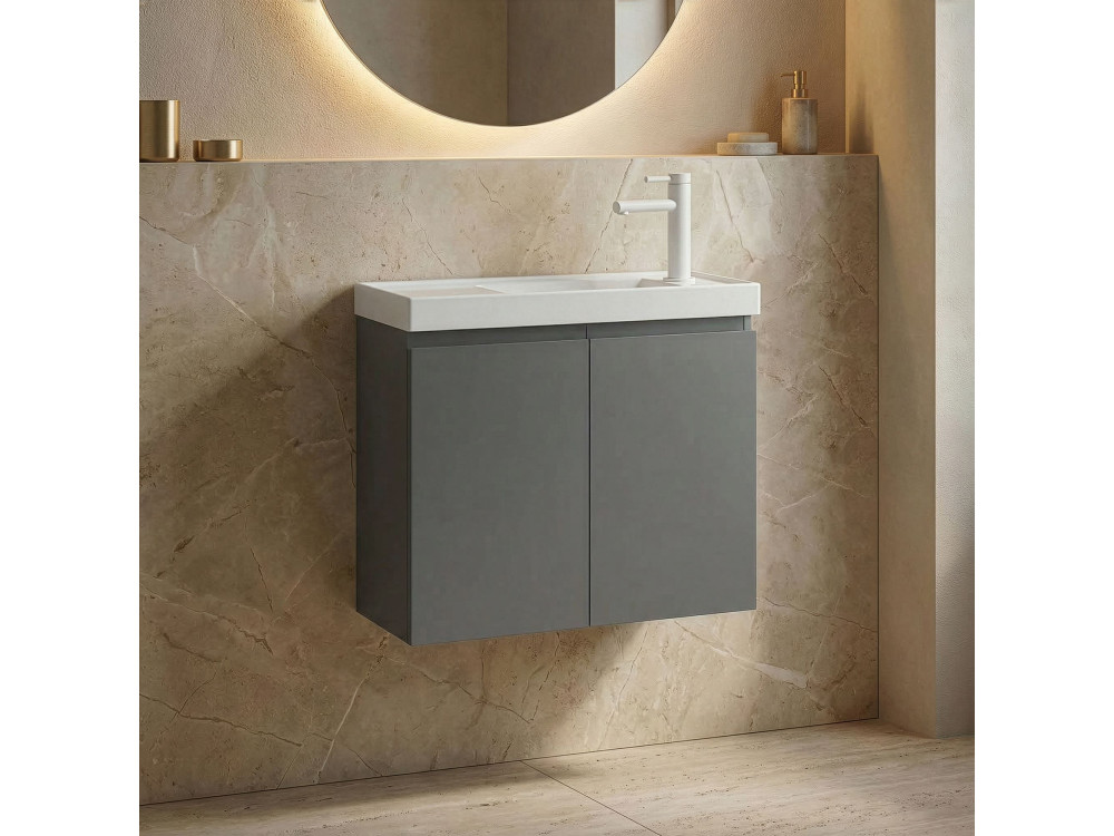 Wastafelmeubel "Ferla 60" - 60 x 22 x 50 cm - Matgrijs