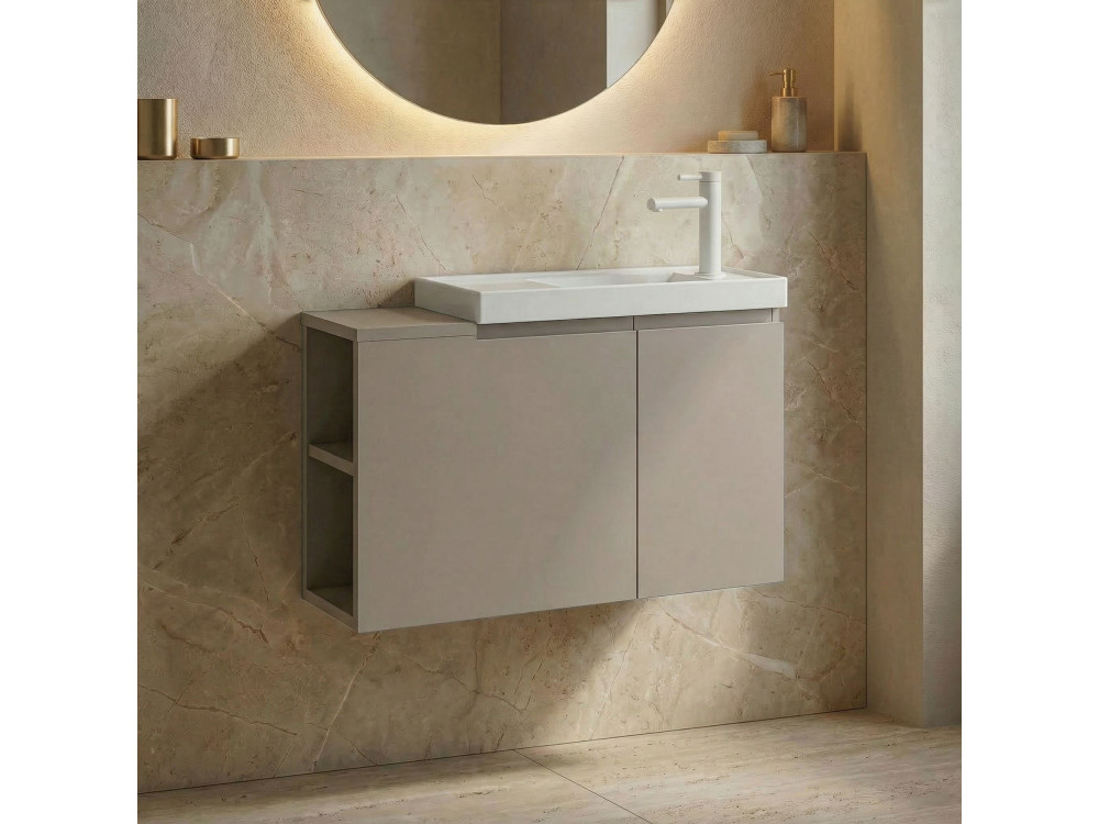 Wastafelmeubel "Ferla 80" - 80 x 22 x 45 cm - Matte Mink