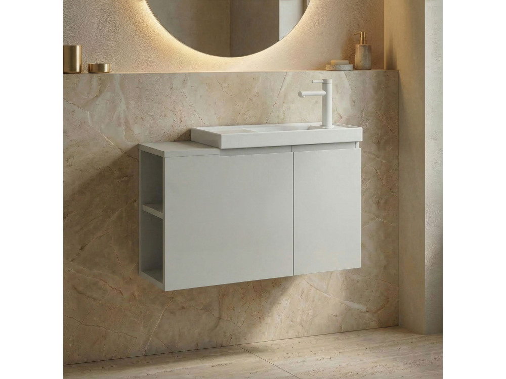 Wastafelmeubel "Ferla 80" - 80 x 22 x 45 cm - Matte Cashmere