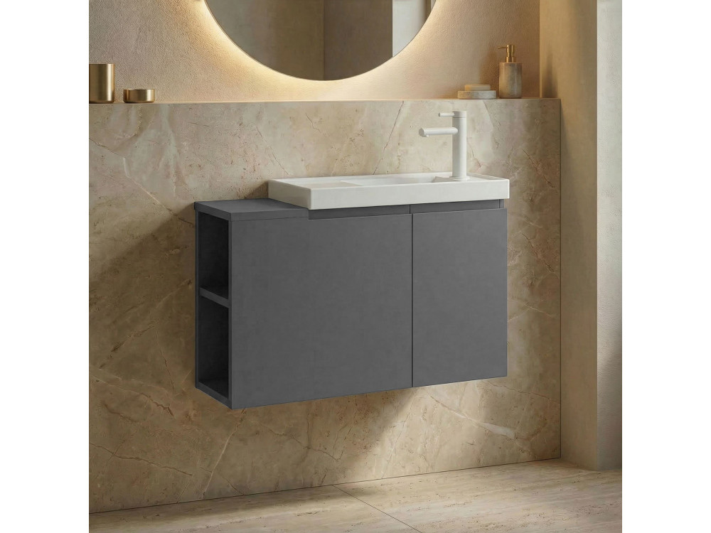 Wastafelmeubel "Ferla 80" - 80 x 22 x 45 cm - Matgrijs