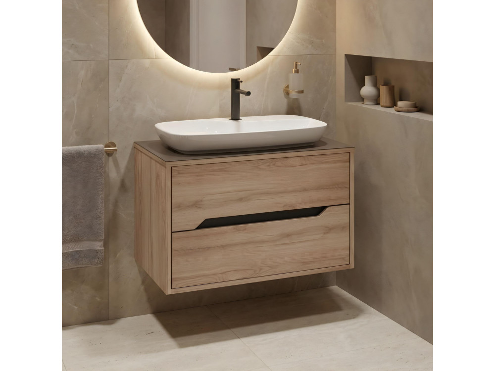 Wastafelmeubel "Galia 80 v2" - 80 x 50 x 50 cm - Eiken