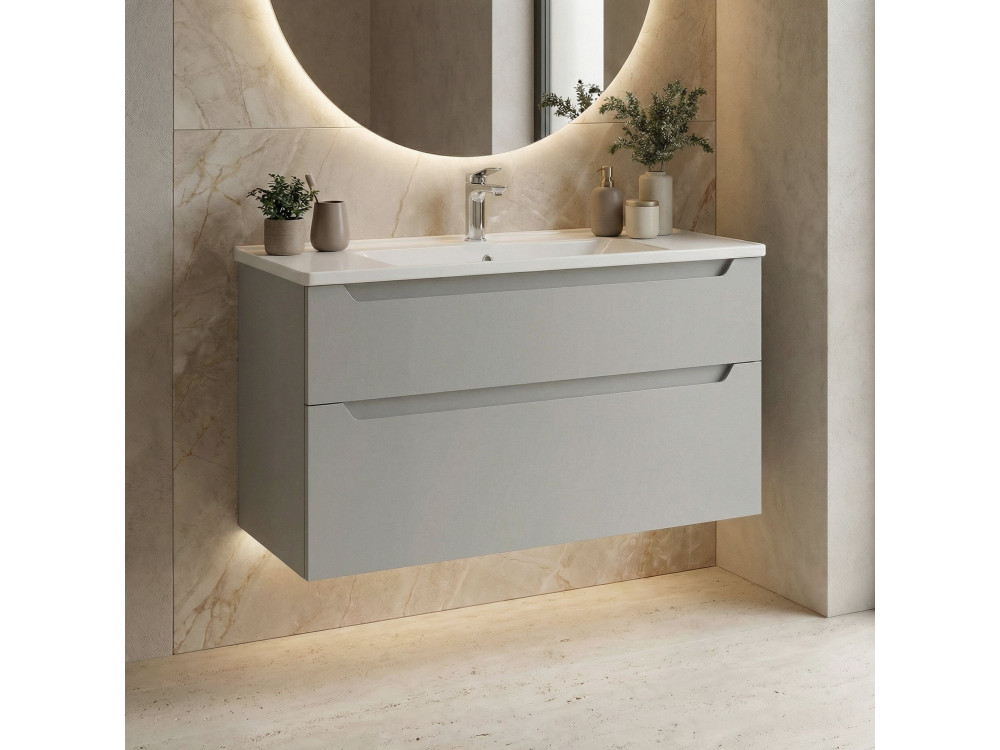 Wastafelmeubel "Messina 100 v2" - 100 x 45 x 55 cm - Matte Cashmere