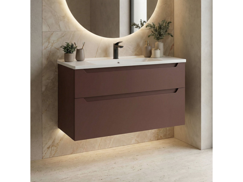 Wastafelmeubel "Messina 100 v2" - 100 x 45 x 55 cm - Matte Red