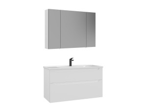 Wastafelmeubel met spiegel (2-delig) "Messina 100 v2" - 100 x 45 x 55 cm - Matwit