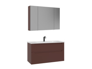 Wastafelmeubel met spiegel (2-delig) "Messina 100 v2" - 100 x 45 x 55 cm - Matrood