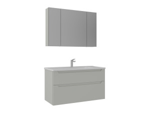 Wastafelmeubel met spiegel (2-delig) "Messina 100 v2" - 100 x 45 x 55 cm - Mat Cashmere