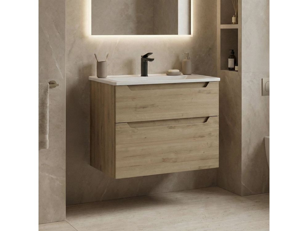 Wastafelmeubel "Messina 65 v2" - 65 x 45 x 55 cm - Eiken