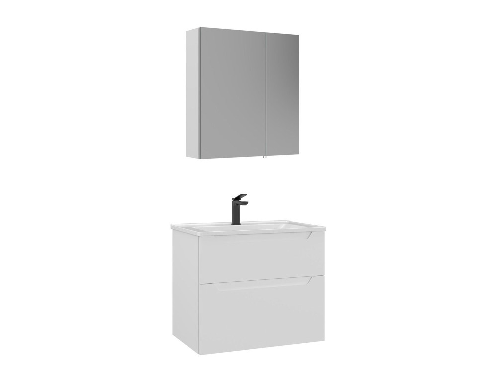 Wastafelmeubel met spiegel (2-delig) "Messina 65 v2" - 65 x 45 x 55 cm - Matwit