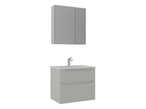 Wastafelmeubel met spiegel (2-delig) "Messina 65 v2" - 65 x 45 x 55 cm - Matte Cashmere