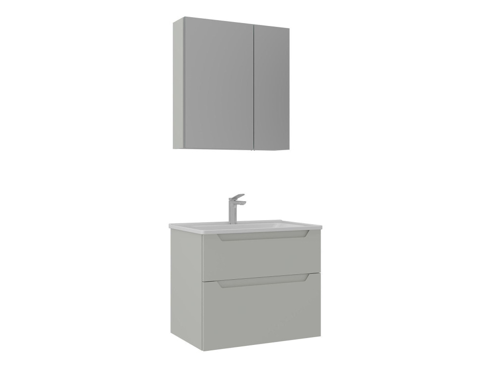 Wastafelmeubel met spiegel (2-delig) "Messina 65 v2" - 65 x 45 x 55 cm - Matte Cashmere