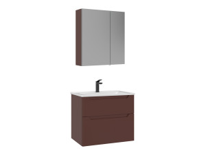 Wastafelmeubel met spiegel (2-delig) "Messina 65 v2" - 65 x 45 x 55 cm - Matte Red
