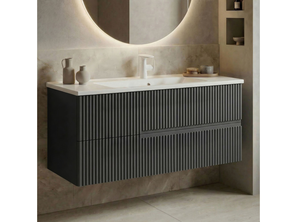Wastafelmeubel "Moonlight 120" - 121 x 51 x 51 cm - Mat antraciet