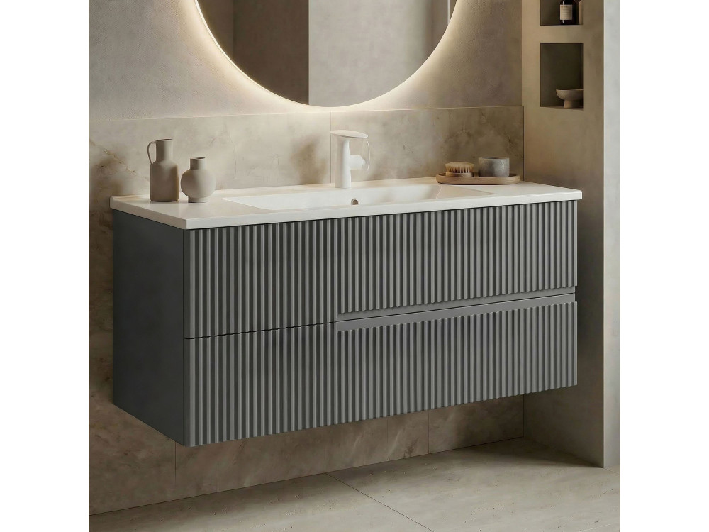 Wastafelmeubel "Moonlight 120" - 121 x 51 x 51 cm - Matgrijs