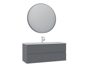 Wastafelmeubel met spiegel (2-delig) "Moonlight 120 v2" - 121 x 51 x 51 cm - Matgrijs
