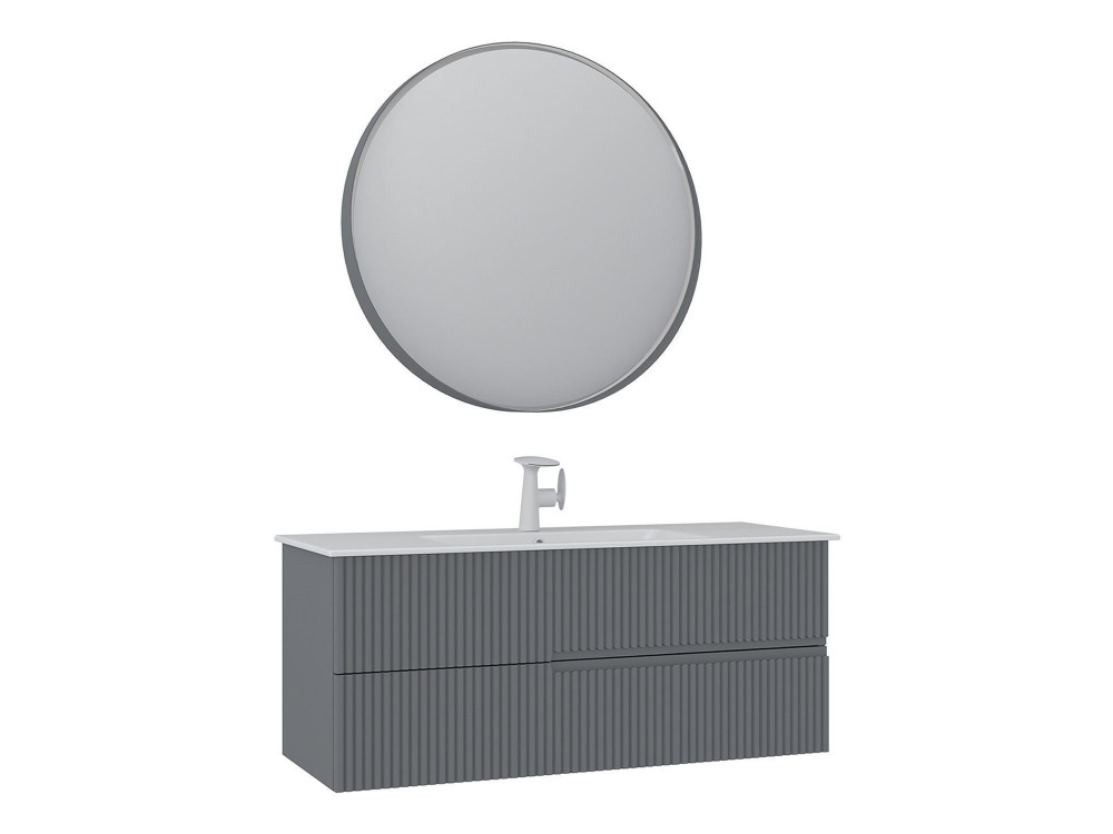 Wastafelmeubel met spiegel (2-delig) "Moonlight 120 v2" - 121 x 51 x 51 cm - Matgrijs