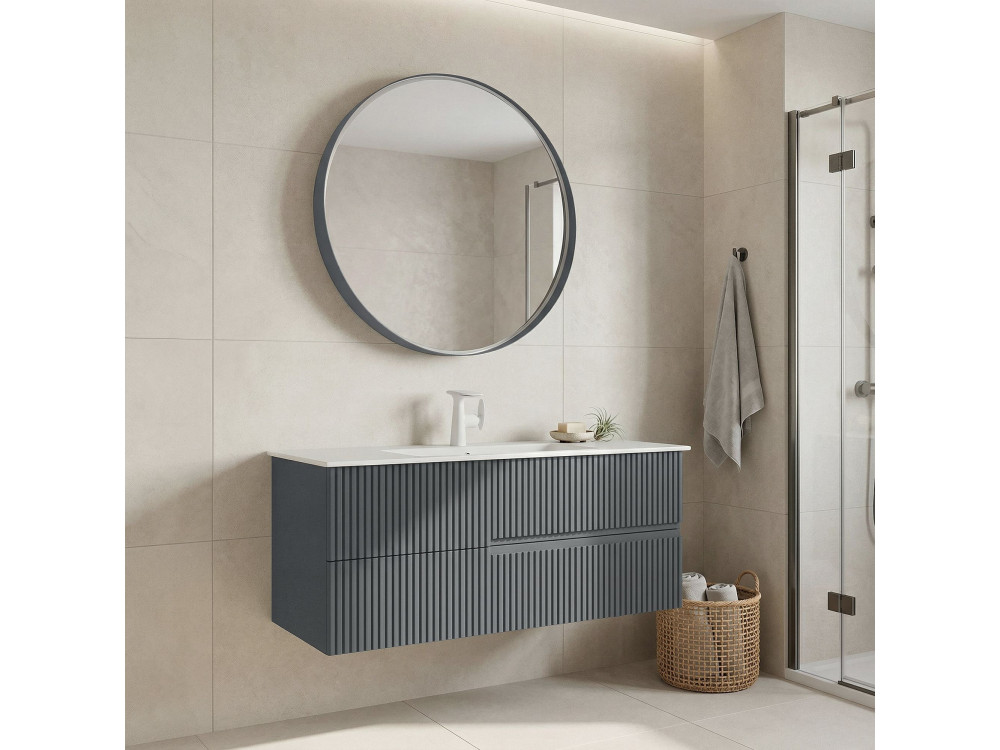 Wastafelmeubel met spiegel (2-delig) "Moonlight 120 v2" - 121 x 51 x 51 cm - Matgrijs