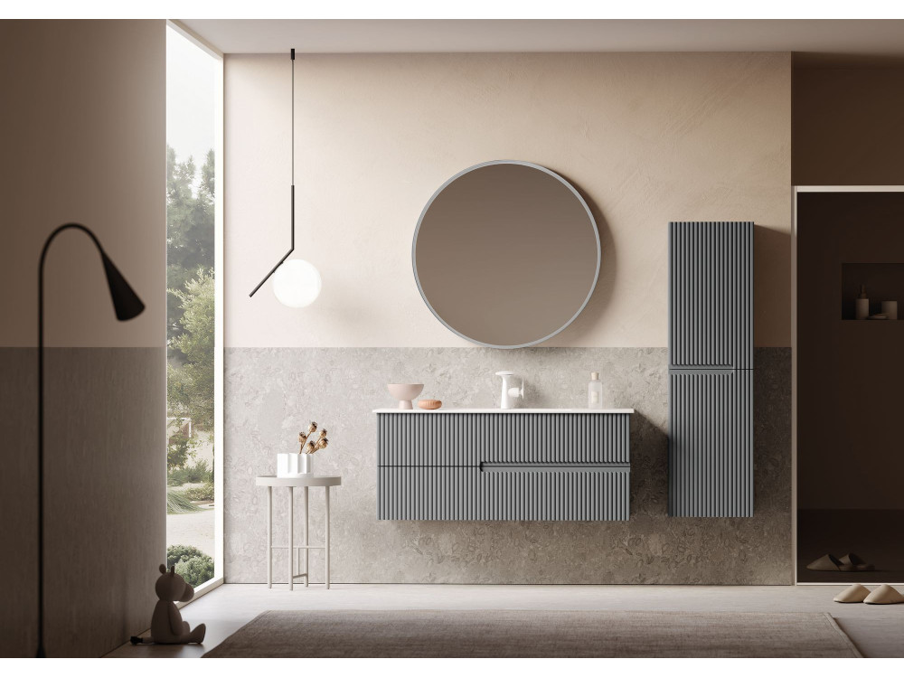 Wastafelmeubel met spiegel (2-delig) "Moonlight 120 v2" - 121 x 51 x 51 cm - Matgrijs