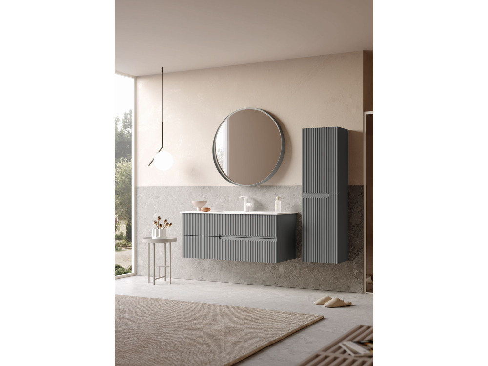 Wastafelmeubel met spiegel (2-delig) "Moonlight 120 v2" - 121 x 51 x 51 cm - Matgrijs