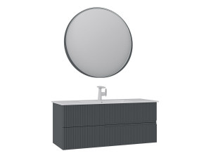 Wastafelmeubel met spiegel (2-delig) "Moonlight 120 v2" - 121 x 51 x 51 cm - Mat antraciet