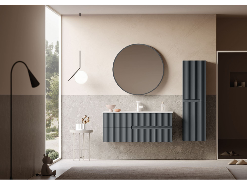 Wastafelmeubel met spiegel (2-delig) "Moonlight 120 v2" - 121 x 51 x 51 cm - Mat antraciet