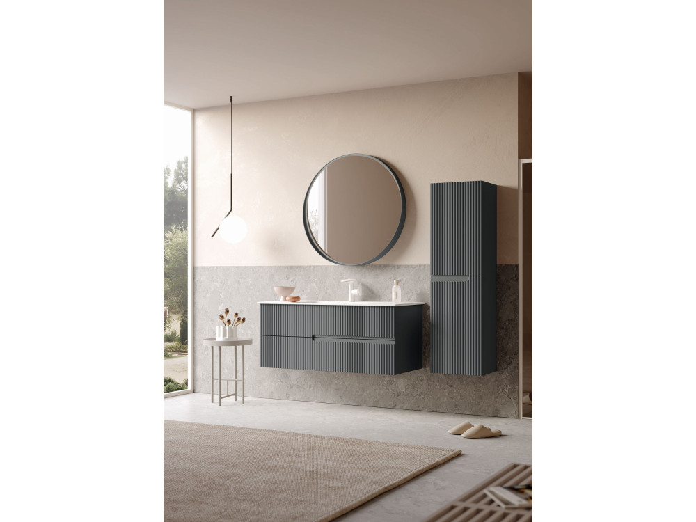 Wastafelmeubel met spiegel (2-delig) "Moonlight 120 v2" - 121 x 51 x 51 cm - Mat antraciet