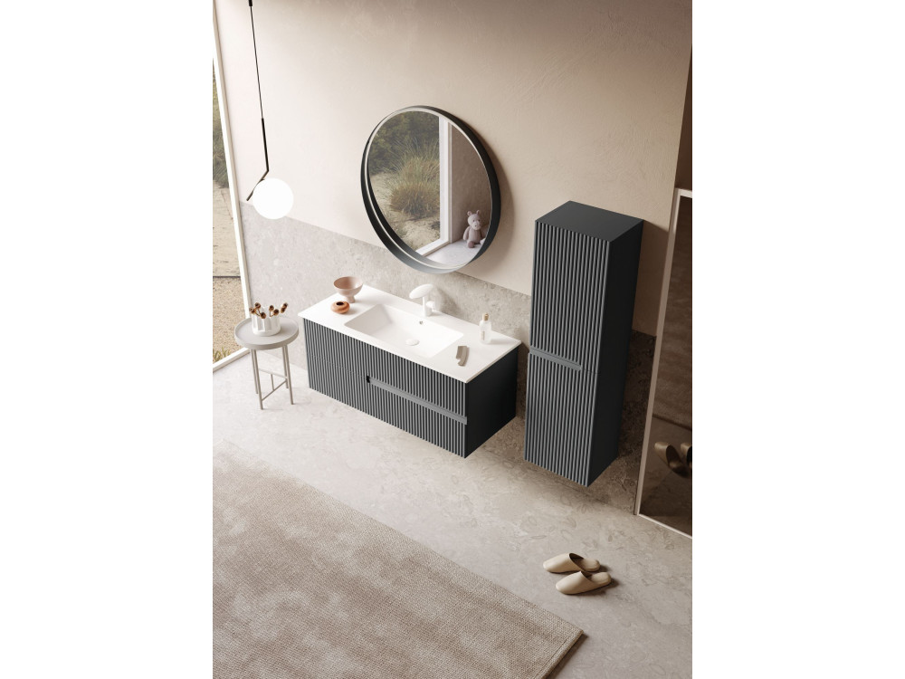 Wastafelmeubel met spiegel (2-delig) "Moonlight 120 v2" - 121 x 51 x 51 cm - Mat antraciet