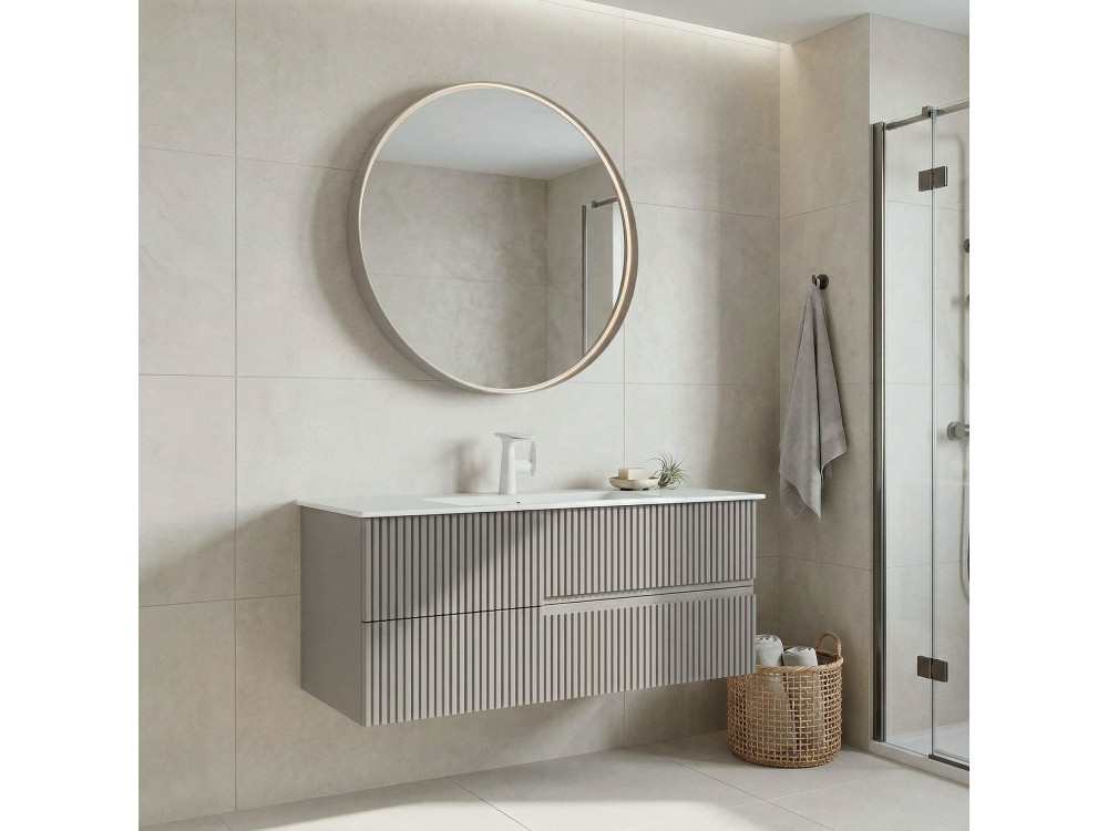 Wastafelmeubel met spiegel (2-delig) "Moonlight 120 v2" - 121 x 51 x 51 cm - Matte Mink