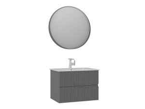 Wastafelmeubel met spiegel (2-delig) "Moonlight 70 v2" - 71 x 51 x 51 cm - Matgrijs
