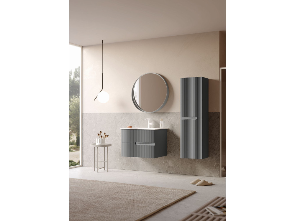 Wastafelmeubel met spiegel (2-delig) "Moonlight 70 v2" - 71 x 51 x 51 cm - Matgrijs