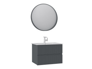 Wastafelmeubel met spiegel (2-delig) "Moonlight 70 v2" - 71 x 51 x 51 cm - Mat antraciet