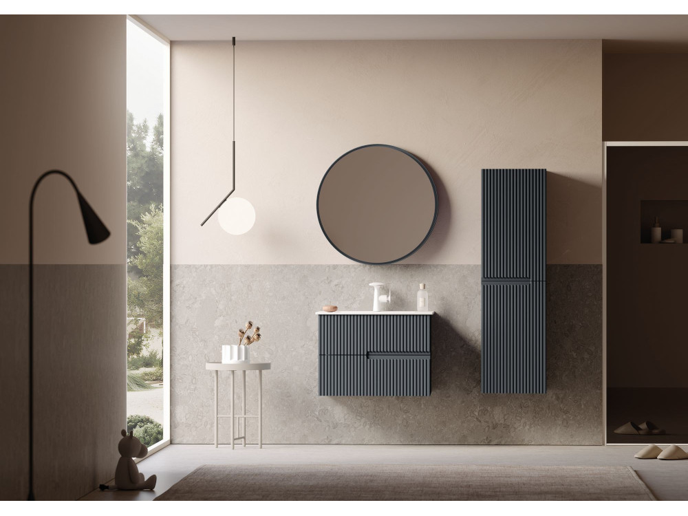 Wastafelmeubel met spiegel (2-delig) "Moonlight 70 v2" - 71 x 51 x 51 cm - Mat antraciet