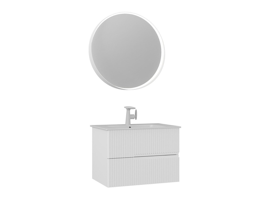 Wastafelmeubel met spiegel (2-delig) "Moonlight 70 v2" - 71 x 51 x 51 cm - Matwit