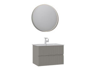 Wastafelmeubel met spiegel (2-delig) "Moonlight 70 v2" - 71 x 51 x 51 cm - Matte Mink