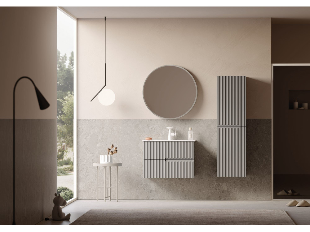Wastafelmeubel met spiegel (2-delig) "Moonlight 70 v2" - 71 x 51 x 51 cm - Matte Mink