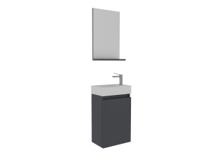 Wastafelmeubel met spiegel (2-delig) "Conza 45" - 45 x 26 x 75 cm - mat antraciet