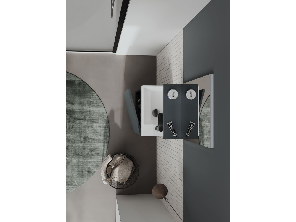 Wastafelmeubel met spiegel (2-delig) "Conza 45" - 45 x 26 x 75 cm - mat antraciet