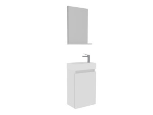 Wastafelmeubel met spiegel (2-delig) "Conza 45" - 45 x 26 x 75 cm - Wit