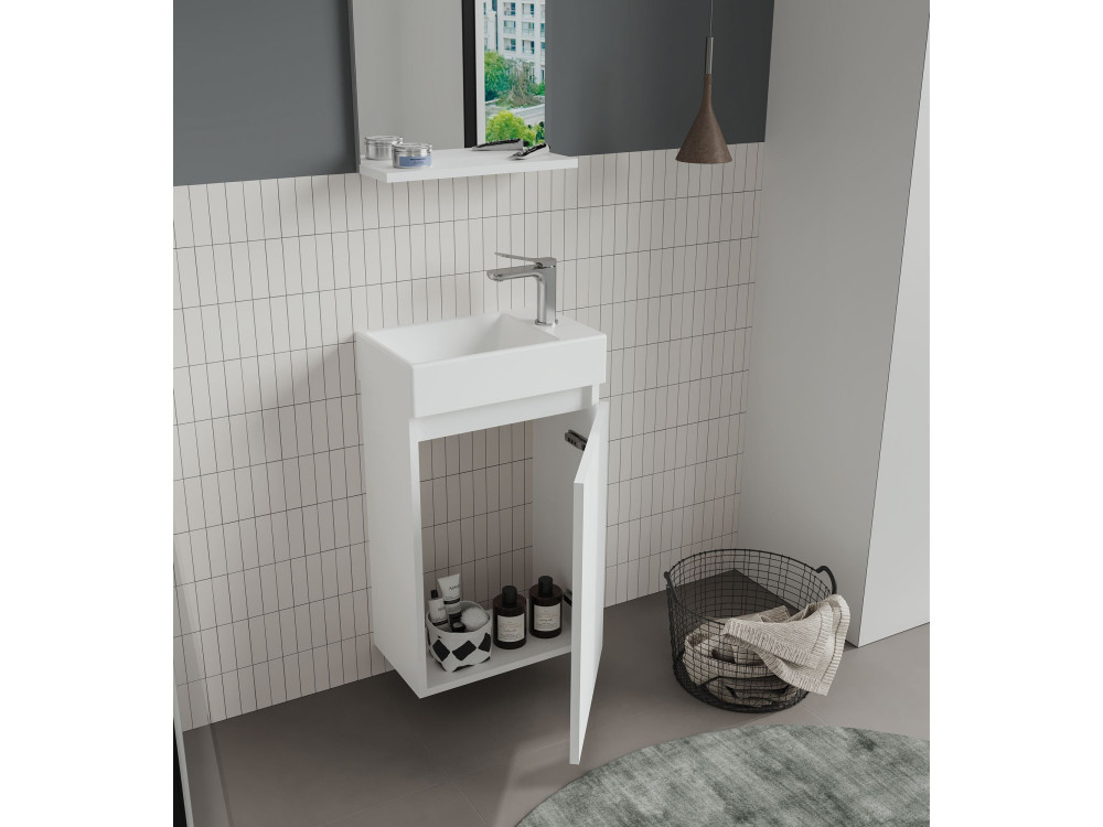 Wastafelmeubel met spiegel (2-delig) "Conza 45" - 45 x 26 x 75 cm - Wit