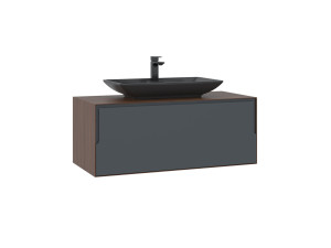 Wastafelmeubel "Craft 100" - 100 x 50 x 40 cm - Walnoot / Antraciet