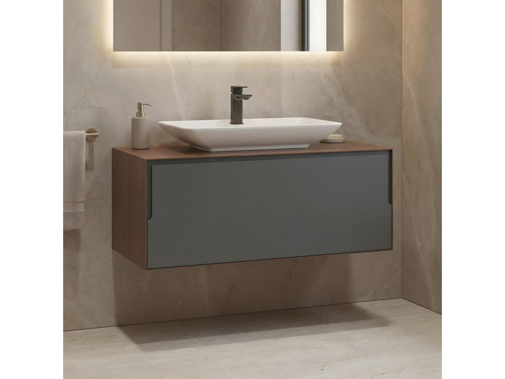 Wastafelmeubel "Craft 100" - 100 x 50 x 40 cm - Walnoot / Antraciet