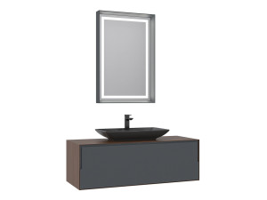 Wastafelmeubel met spiegel (2-delig) "Craft 120" - 120 x 50 x 40 cm - Walnoot / Antraciet