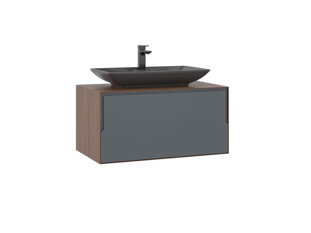 Wastafelmeubel "Craft 80" - 80 x 50 x 40 cm - Walnoot / Antraciet