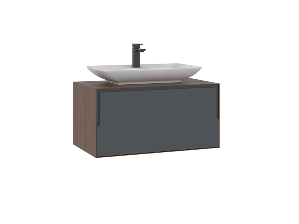 Wastafelmeubel "Craft 80" - 80 x 50 x 40 cm - Walnoot / Antraciet