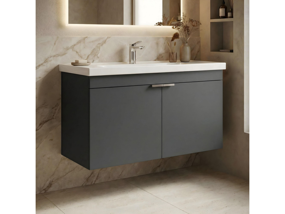 Wastafelmeubel "Desna 100" - 100 x 45 x 58 cm - Mat antraciet