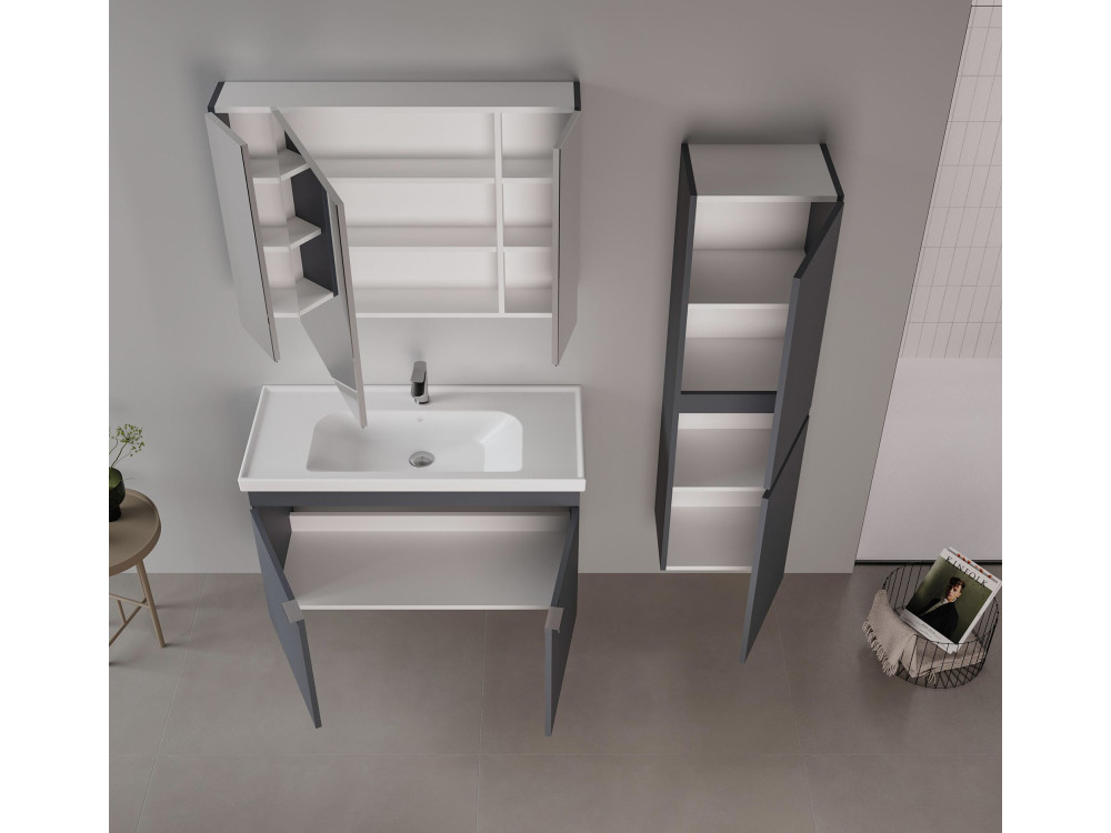 Wastafelmeubel "Desna 100" - 100 x 45 x 58 cm - Mat antraciet