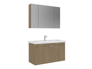 Wastafelmeubel met spiegel (2-delig) "Desna 100" - 100 x 45 x 58 cm - Eiken