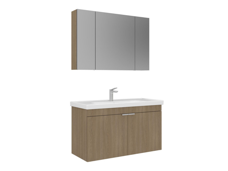Wastafelmeubel met spiegel (2-delig) "Desna 100" - 100 x 45 x 58 cm - Eiken