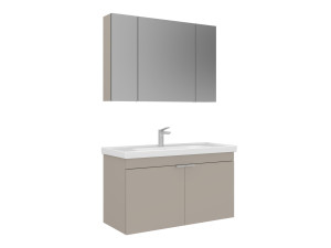 Wastafelmeubel met spiegel (2-delig) "Desna 100" - 100 x 45 x 58 cm - Zandkleur