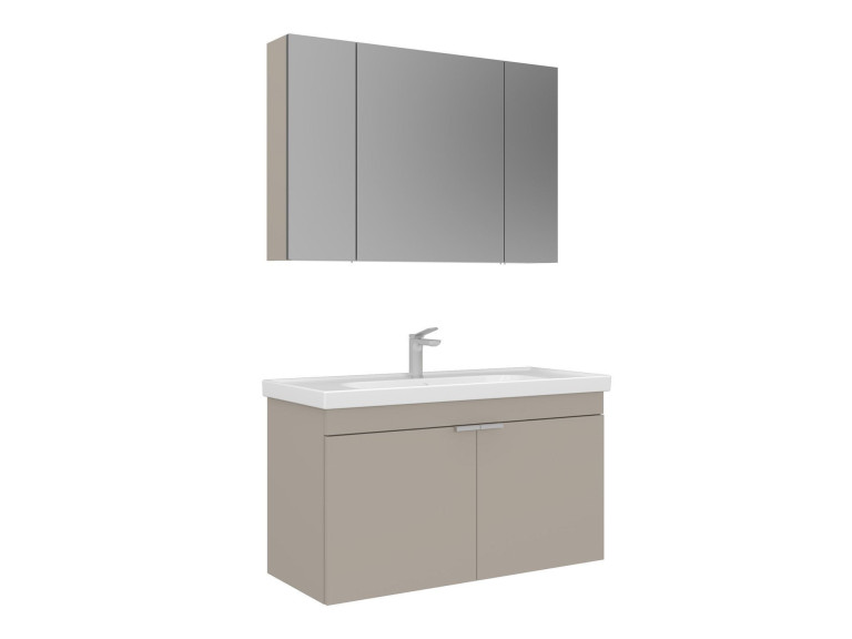Wastafelmeubel met spiegel (2-delig) "Desna 100" - 100 x 45 x 58 cm - Zandkleur